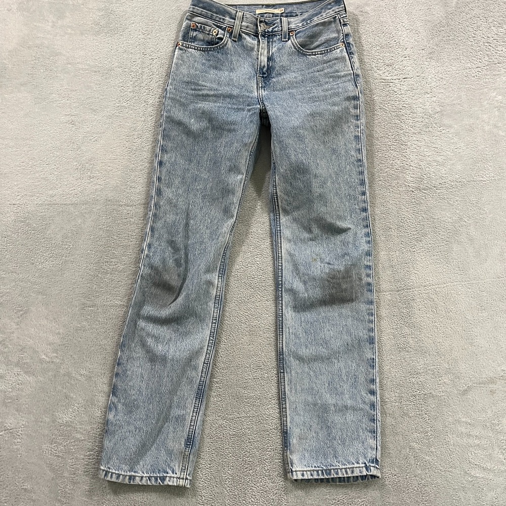 Levis Low Pro Straight Jeans Womens 24 Light Wash Blue Relaxed Straight Denim